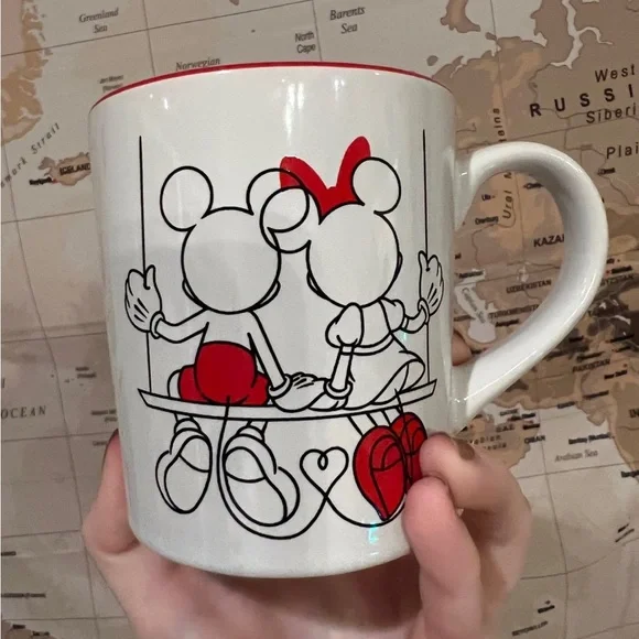 Disney Mickey & Minnie Mouse Valentine’s Day Love Swing Black & White Mug Set - Picture 9 of 12